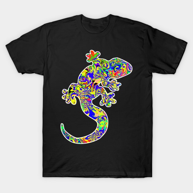 Colorful surreal psychedelic lizard king III T-Shirt by simbamerch